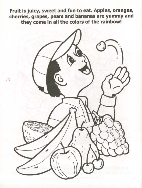 Apples bananas grapes fruit coloring page